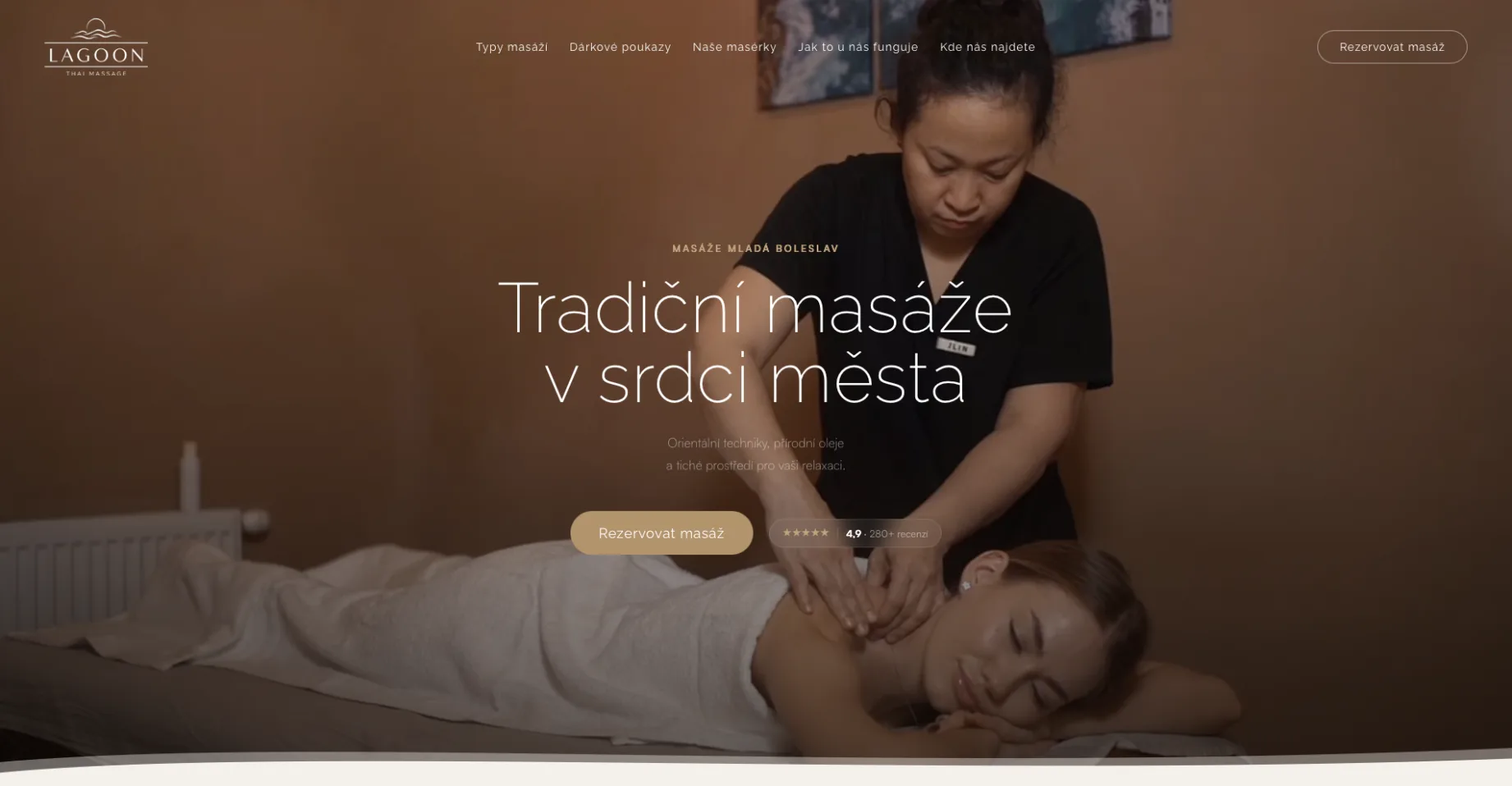 Lagoon Masáže – desktop verze webu na míru od Webresent