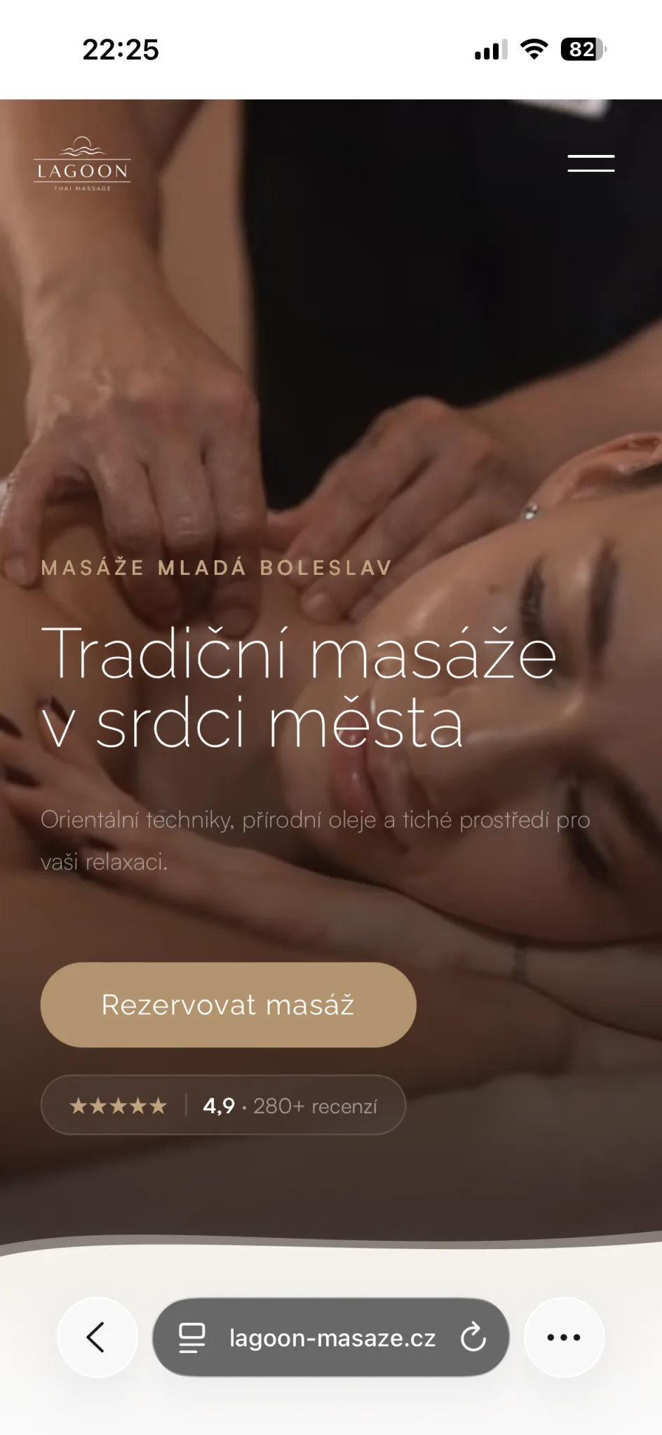 Lagoon Masáže – mobilní verze webu na míru od Webresent